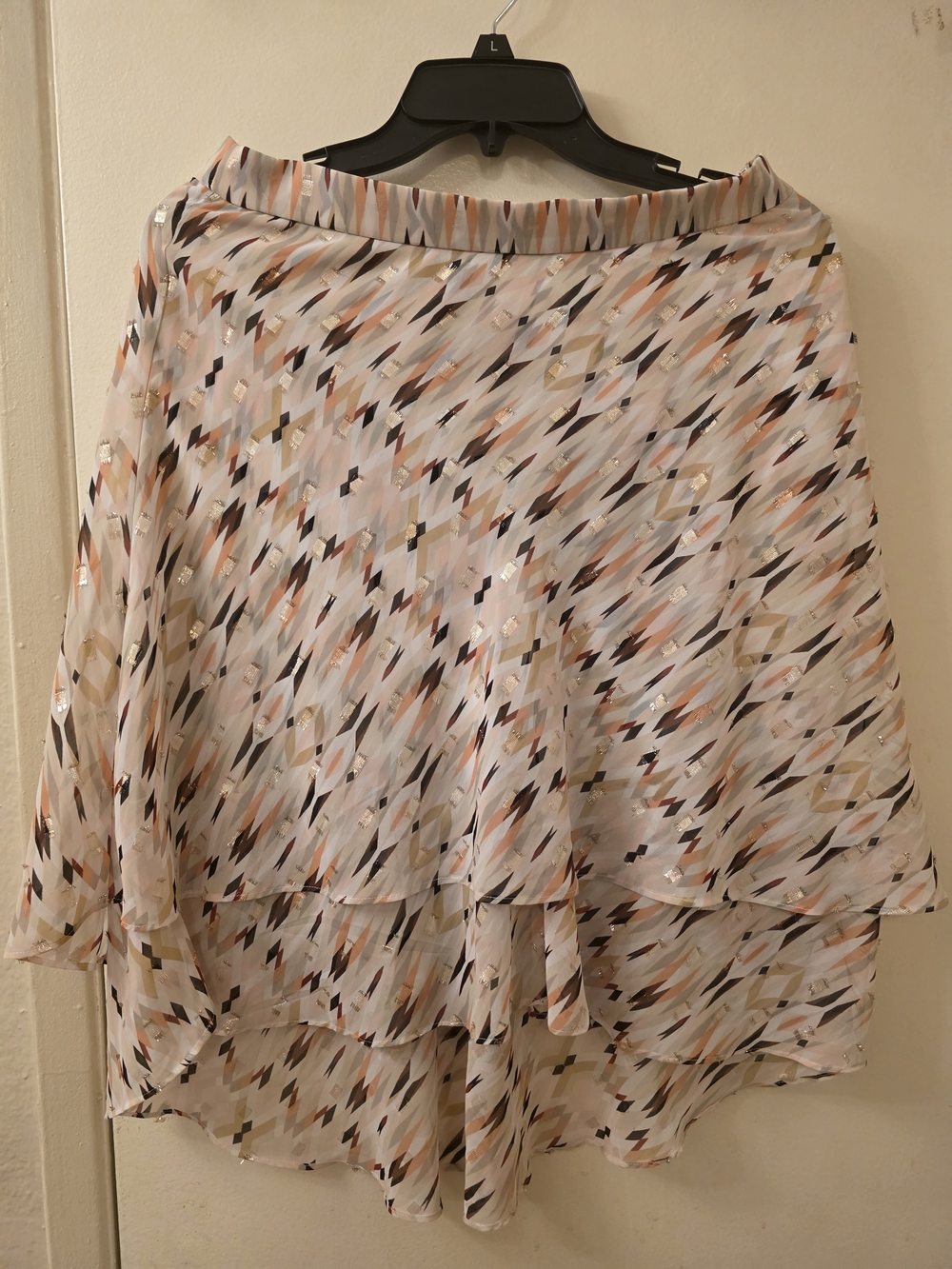White House Black Market White Multi Pleated Layered High-Low Skirt